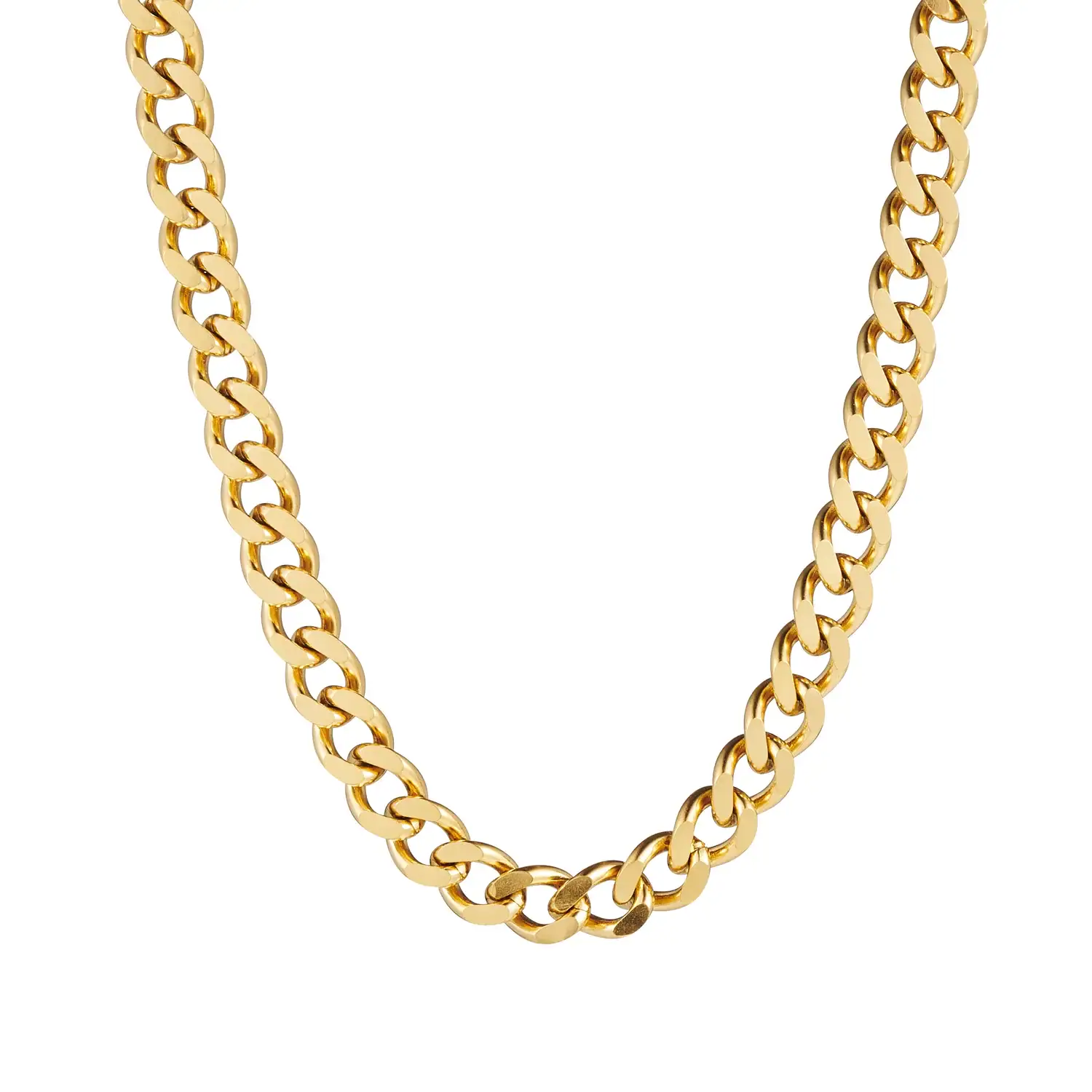 Ion plated 14k Gold Stainless Steel Thick Curb Link Neck Chain 60cm_0