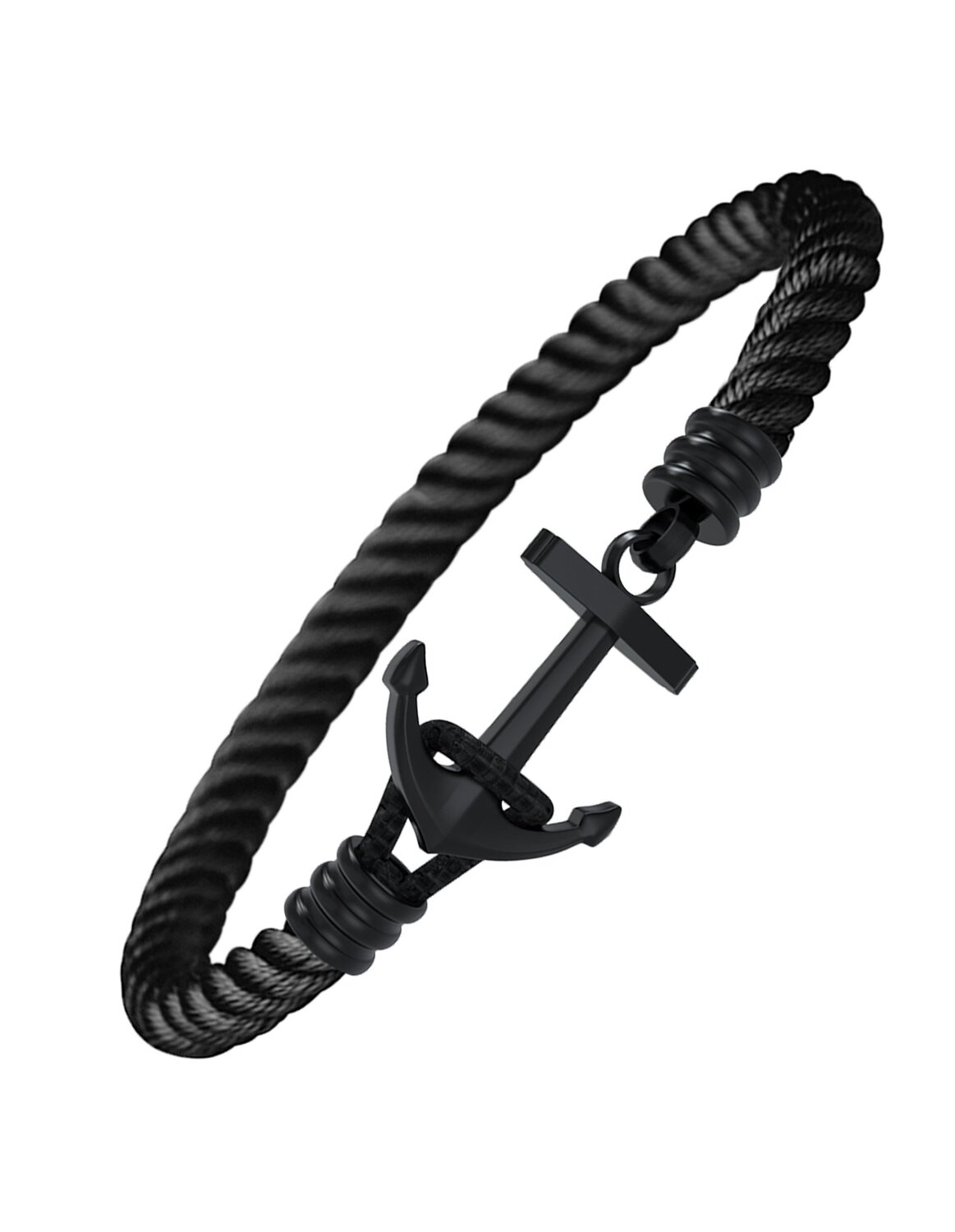 Savage -Ion Plated Black Stainless Steel & Black Cord Anchor Bracelet_0