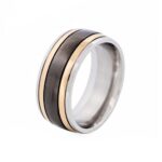 Polished Stainless Steel, Ion Plated Gold & Matt Ion Plated Black Ring_0