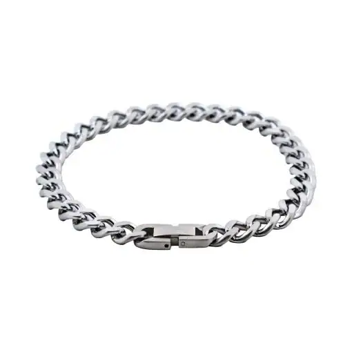Stainless Steel Classic Curb-Link Chain Bracelet_0