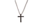 Stainless Steel & Carbon Fibre Cross Pendant on Curbed Link Chain_0