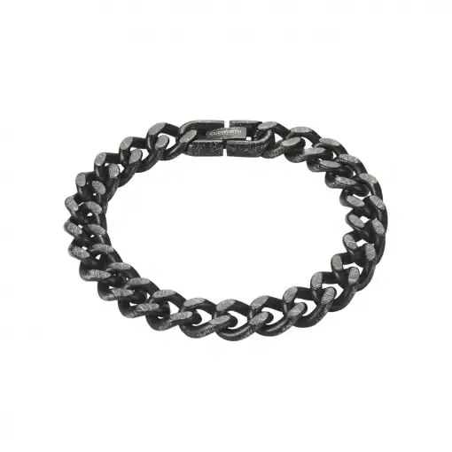 Antique Black Stainless Steel Curb Link Chain Bracelet_0