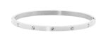 Stainless Steel 4mm Hinged Bangle with CZ_0
