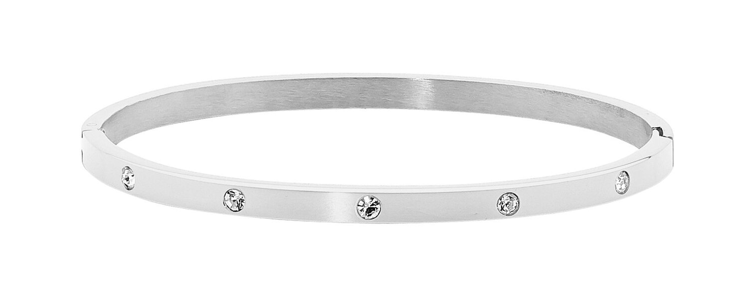 Stainless Steel 4mm Hinged Bangle with CZ_0