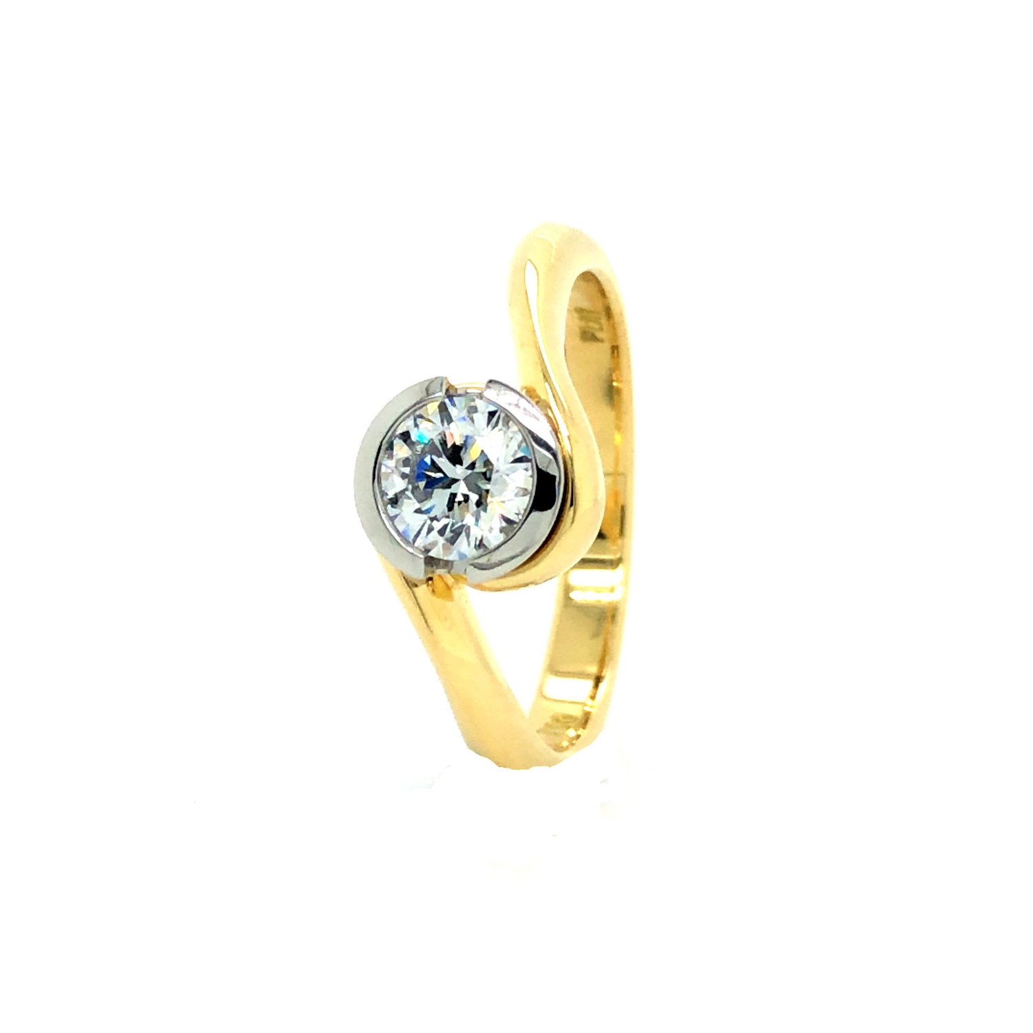 18ct Yellow Gold & Plat .63pt Lab Grown Hand Made Solitaire_0