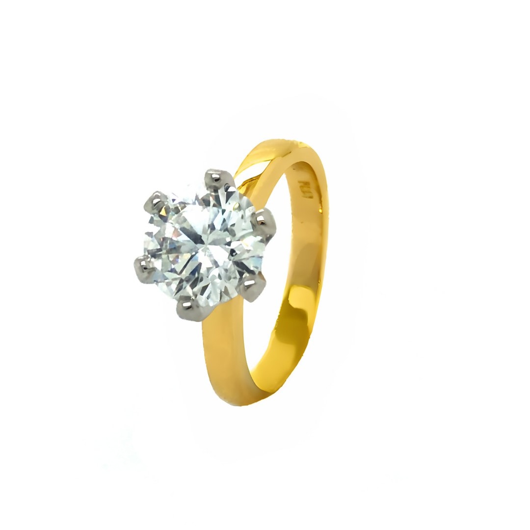 2ct Diamond Solitarie Ring 9ct Yellow and White Gold Lab Diamond_0