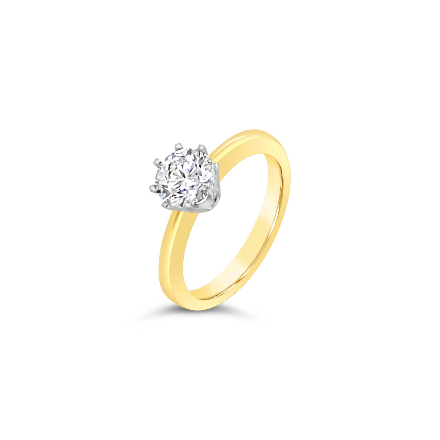 18ct yg lab grown diamond solitaire ring with platinum setting 1.00ct tdw F VS2 Hand Made_0