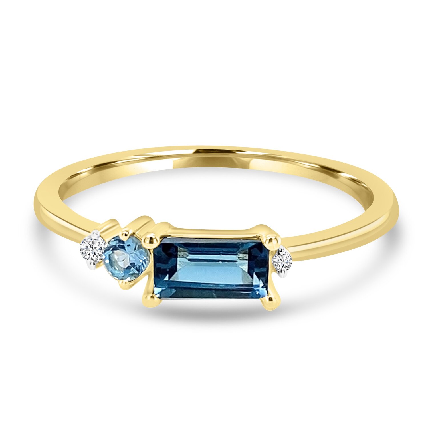 9ct Gold Blue Topaz and Diamond Ring_0