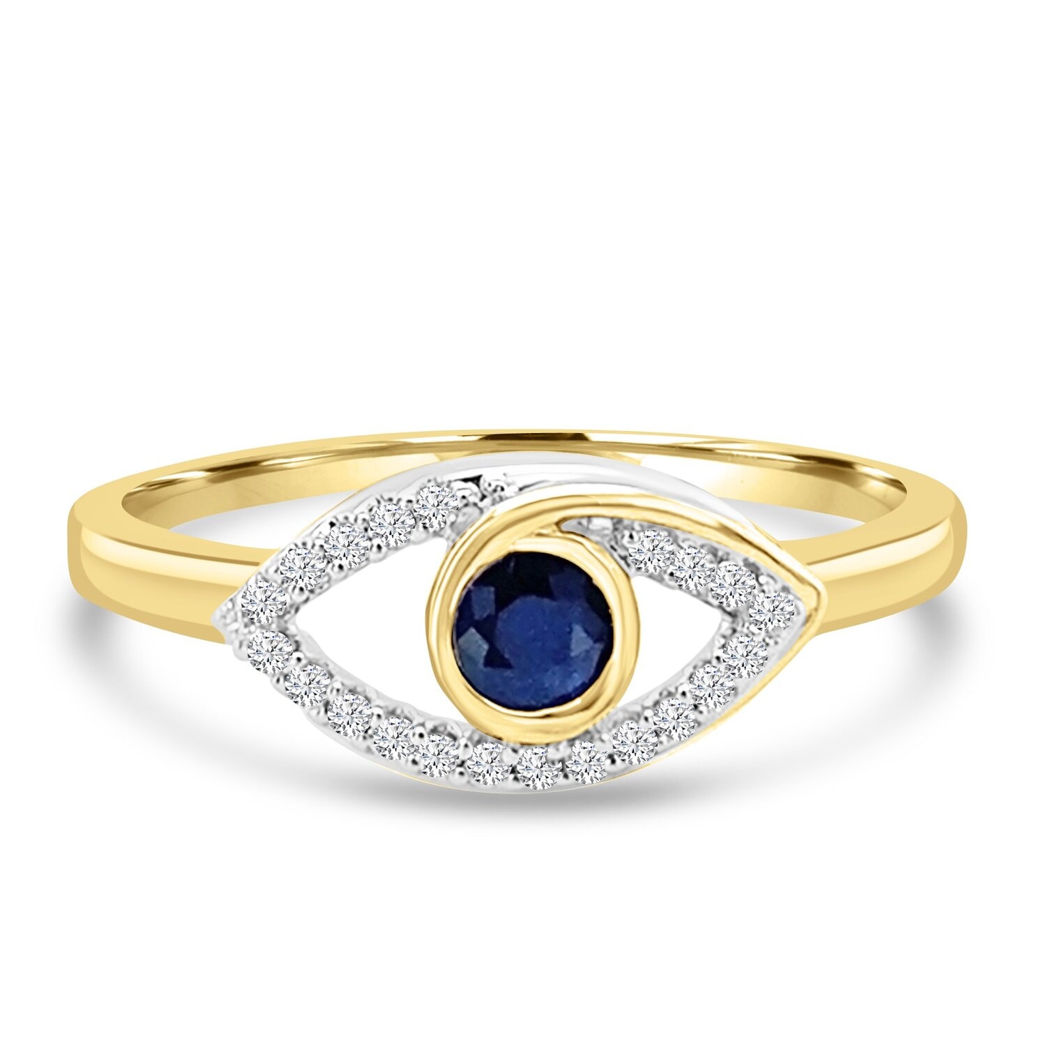 9ct Gold Diamond and Sapphire Eye Ring_0