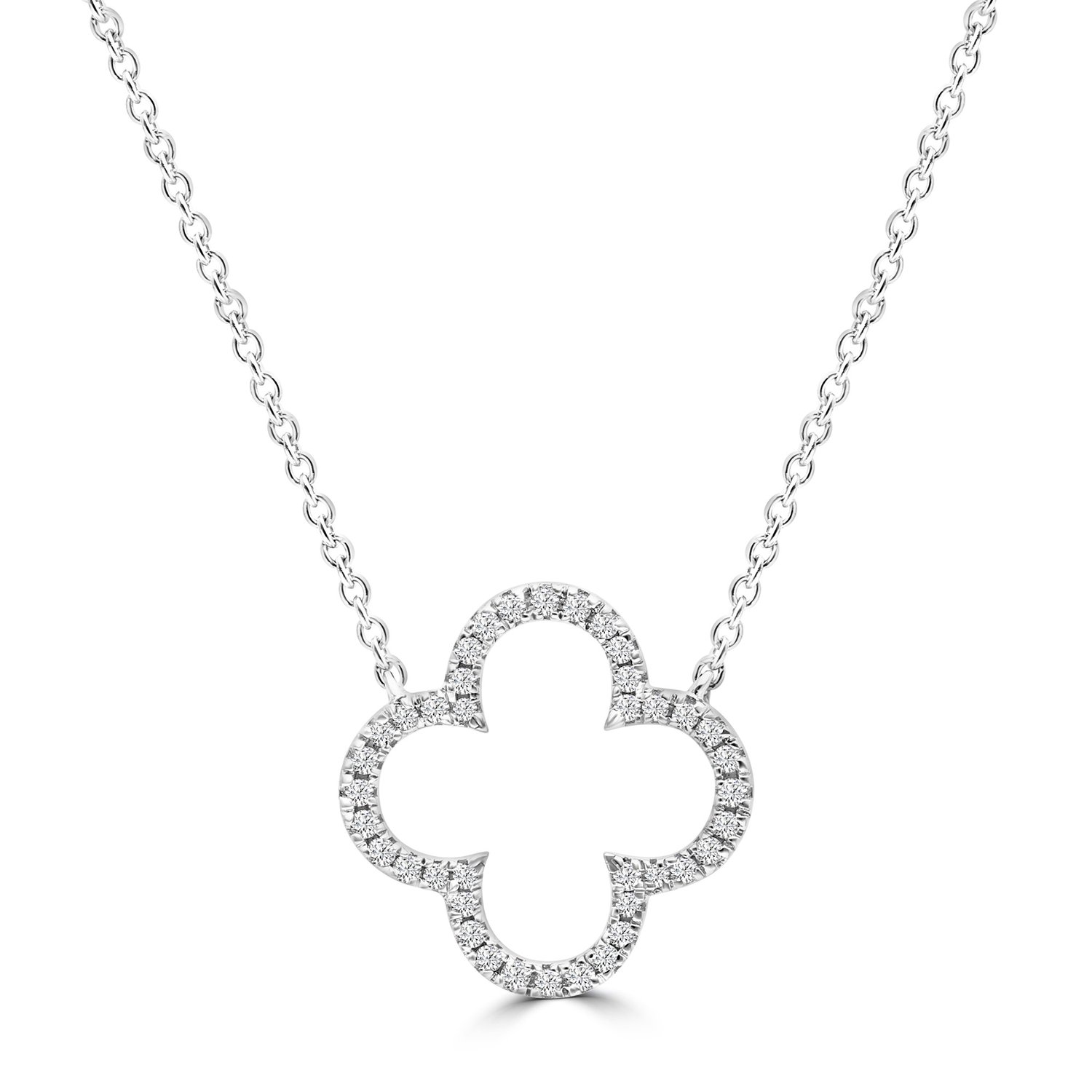 9ct White Gold Diamond Motif Necklace_0