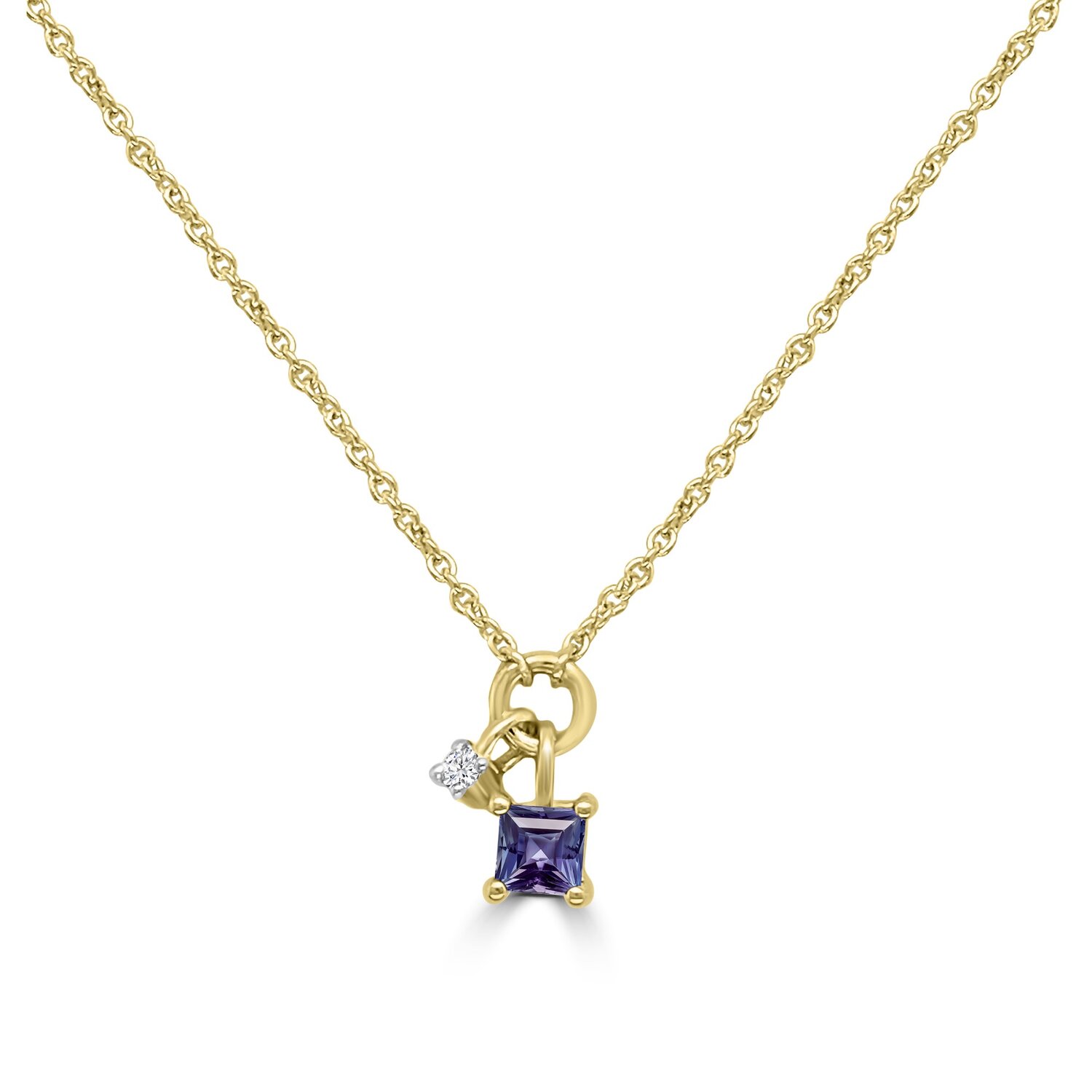 9ct Gold Iolite and Diamond Necklace_0