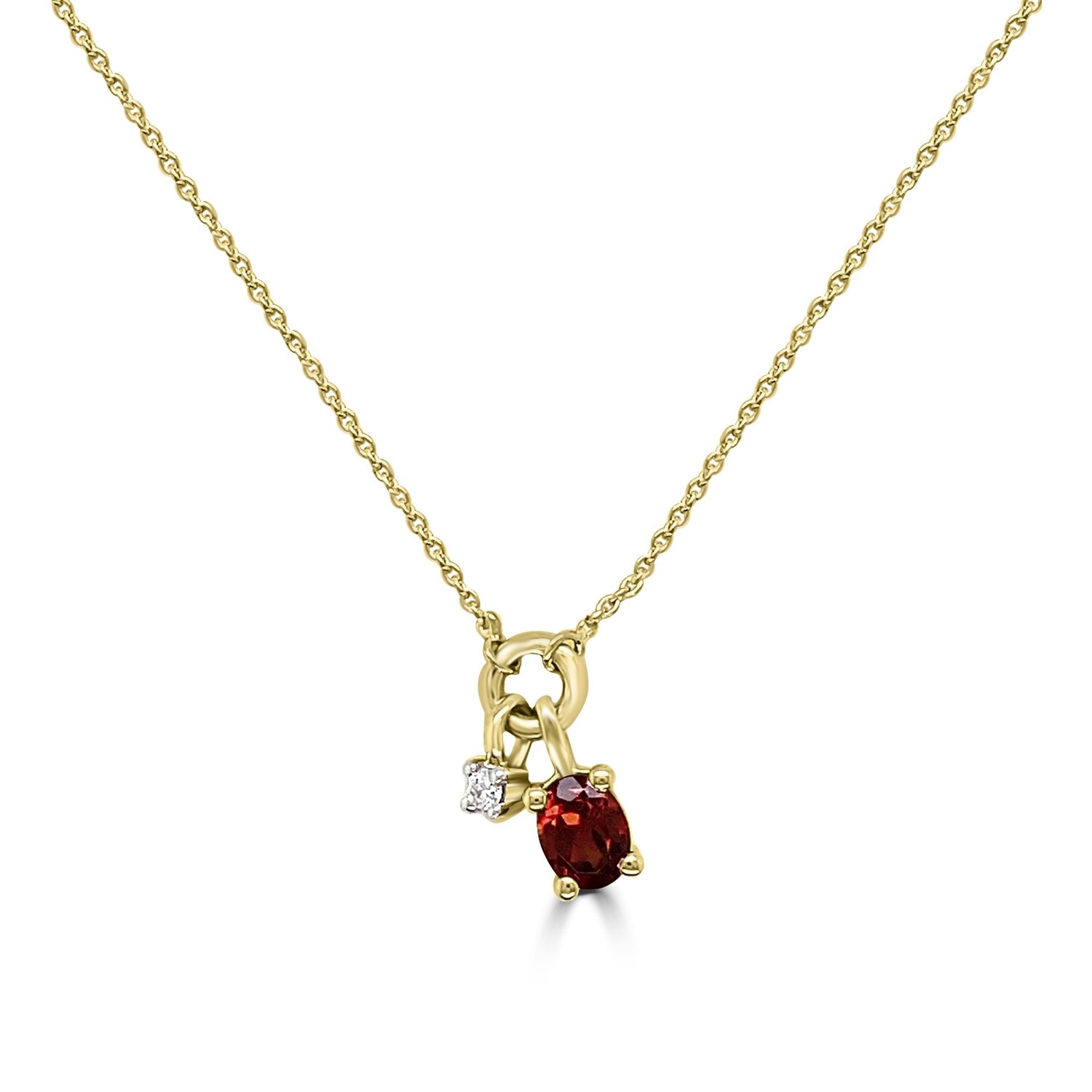 9ct Gold Garnet and Diamond Necklace_0