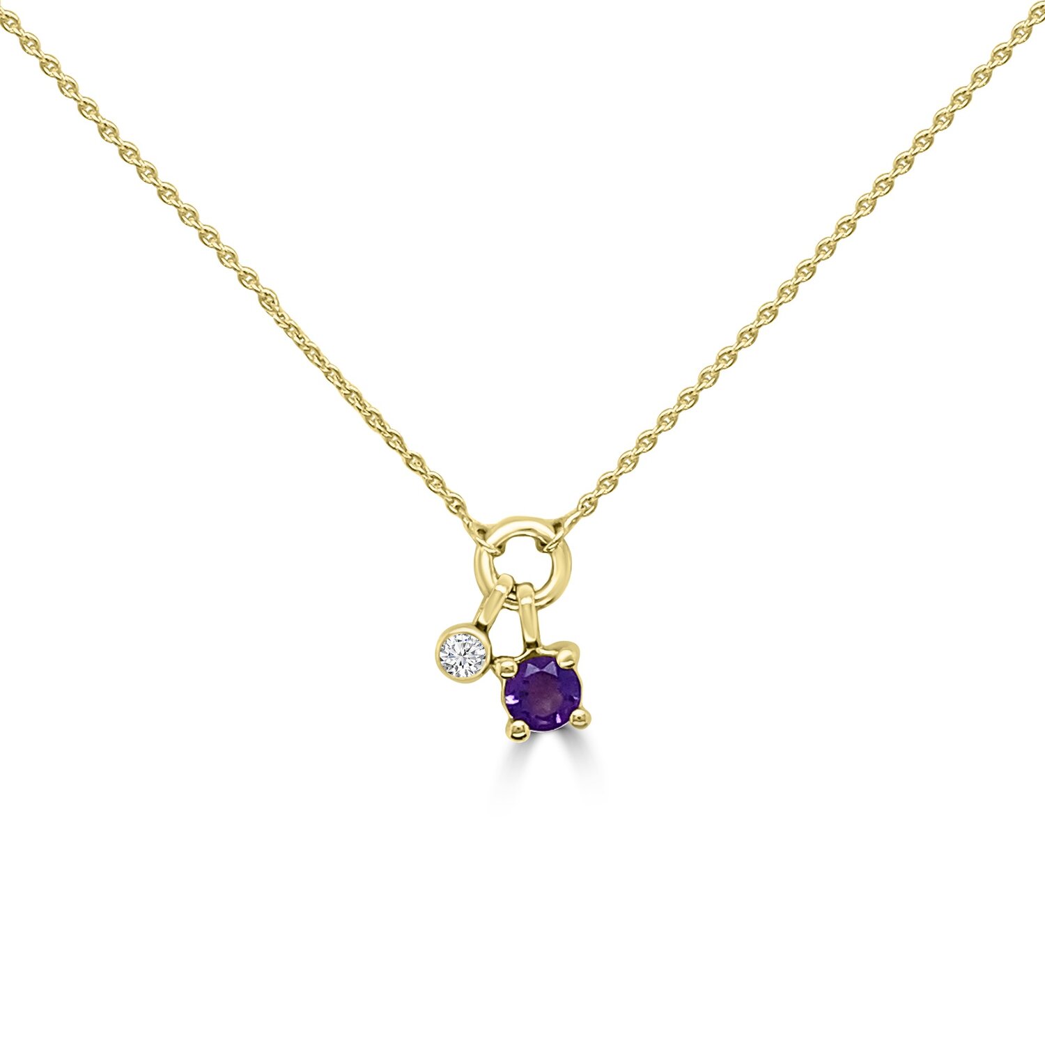9ct Gold Amethyst and Diamond Necklace_0