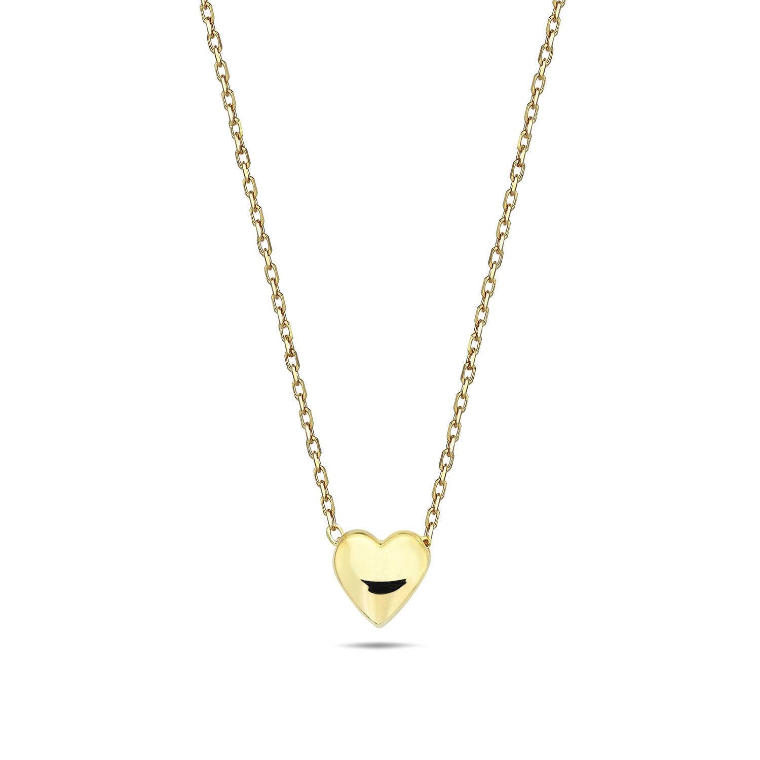 9ct Yellow Gold Puff Heart Necklace_0