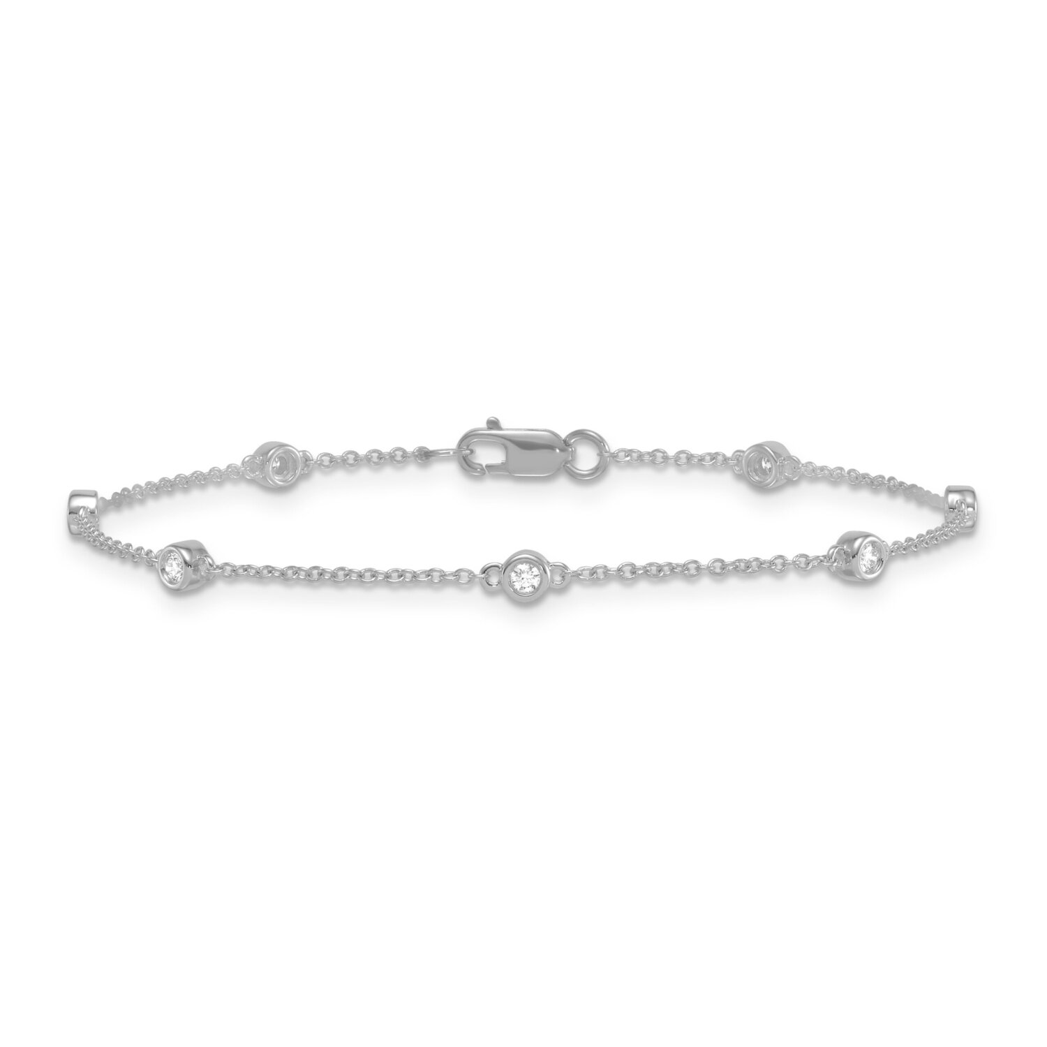 9ct White Gold Lab Grown Diamond Station Bracelet_0