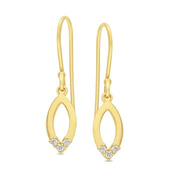 9ct yg diamond pointed oval drop hook earrings_0