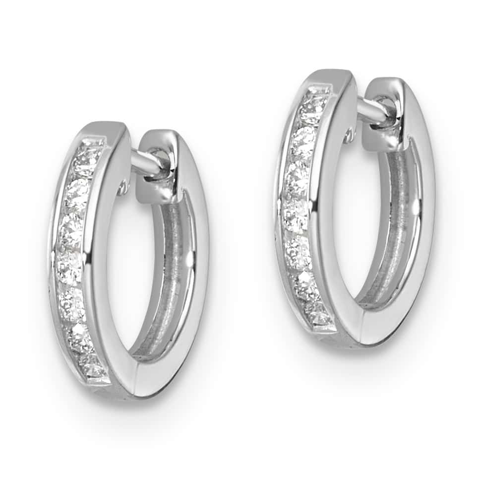 9ct White Gold Round Lab Diamond Huggies_0