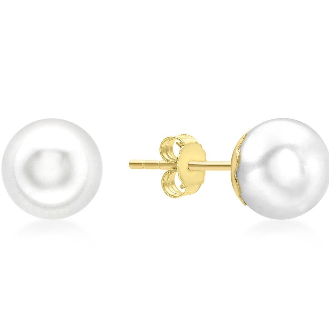 9ct Gold 8mm Pearl Studs_0