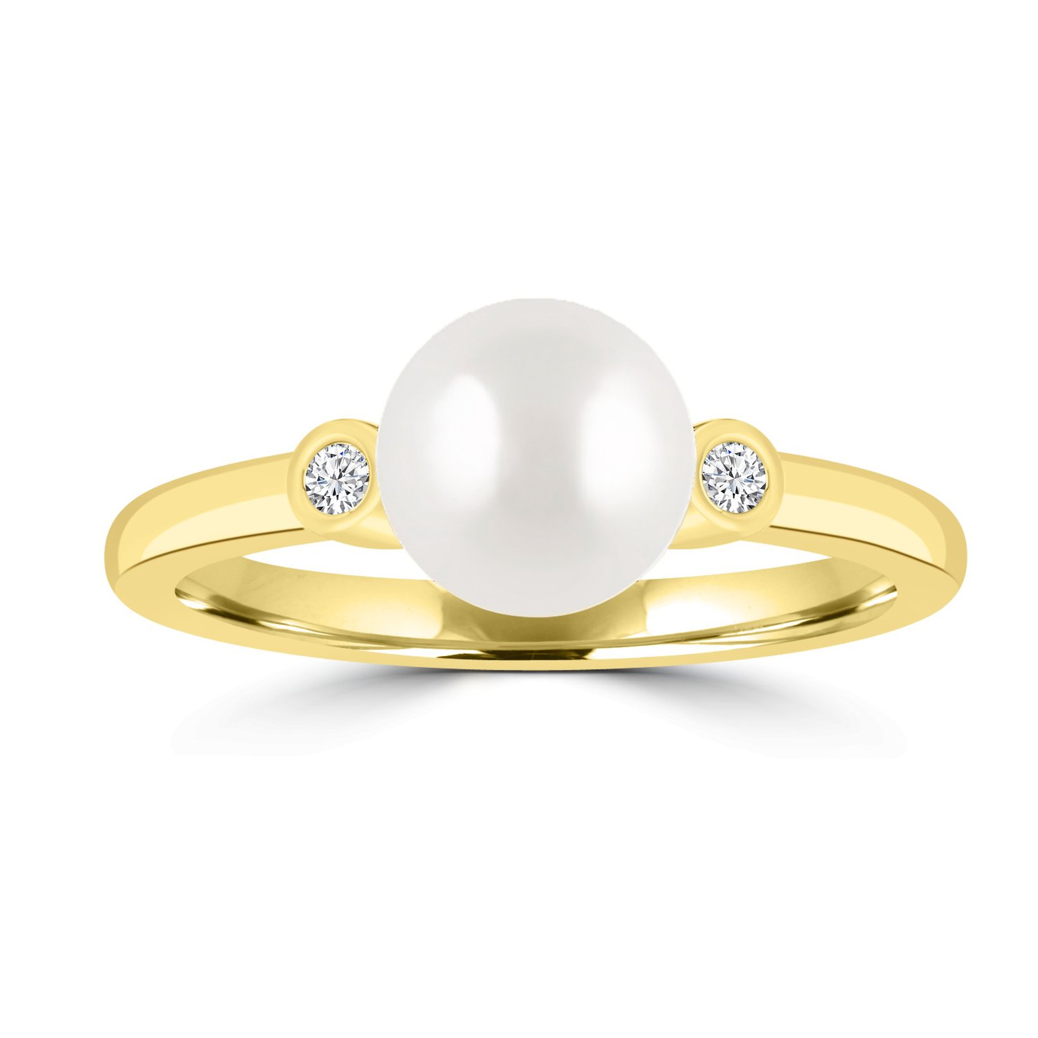 9ct Gold Pearl and Lab Diamond Ring_0