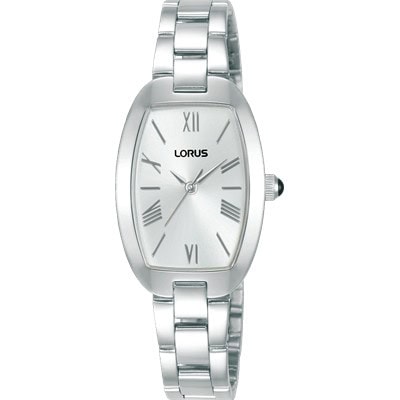 Lorus ladies 50m WR rectangle face silver dress watch_0