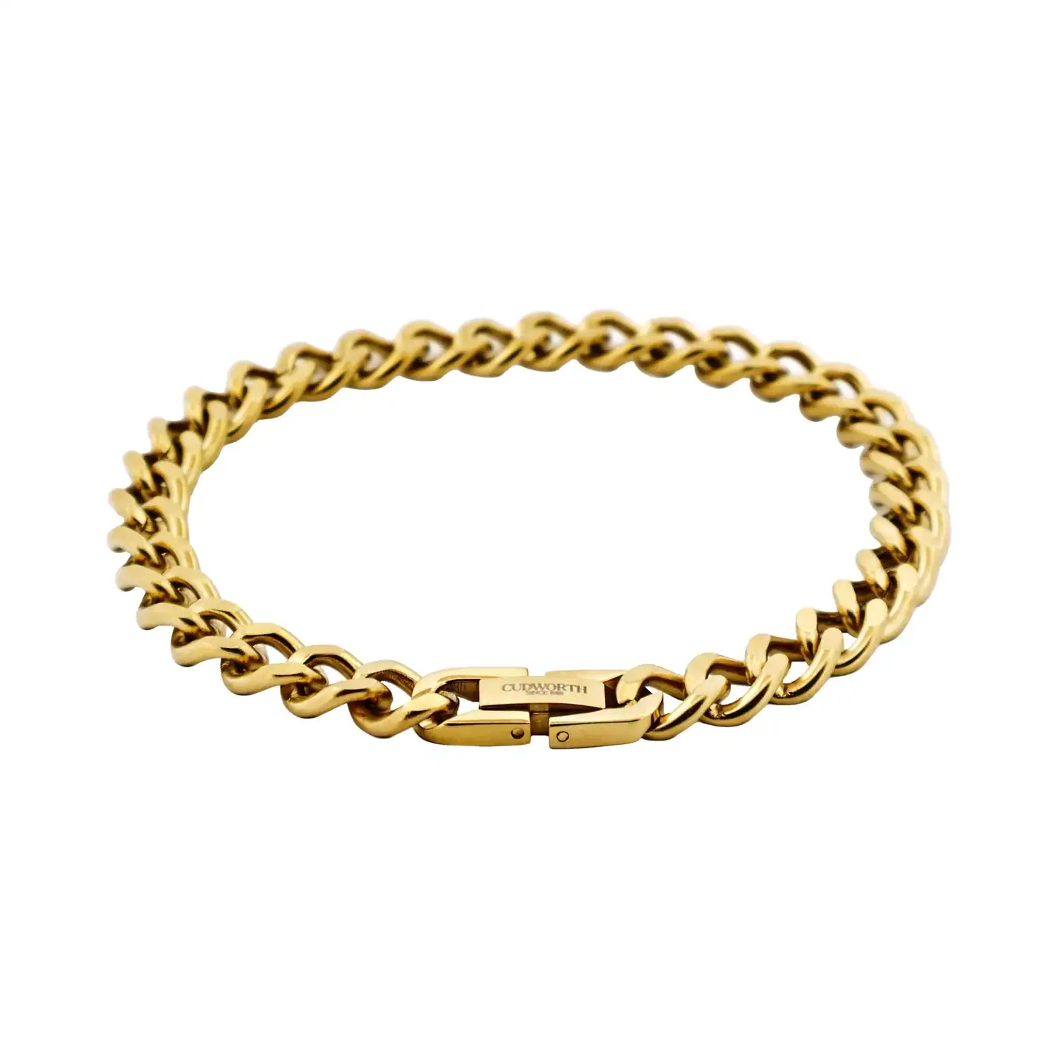 Ion Plated Polished 14k Gold Stainless Steel Classic Curb-Link Chain Bracelet_0