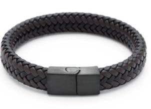 Brown Leather Bracelet Stainless Steel_0