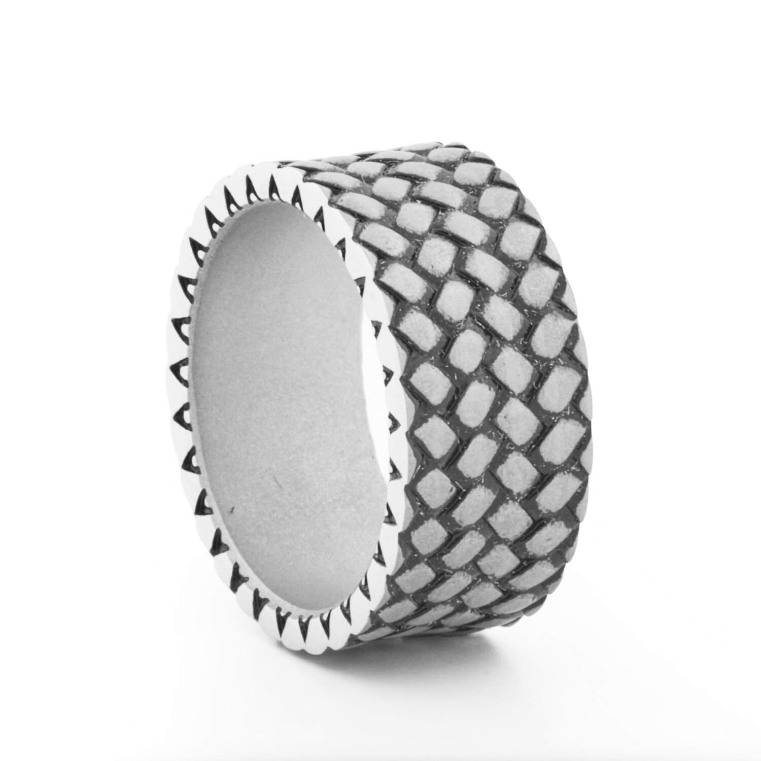 Stainless Steel Sand Blasted Tyre pattern Ring_0