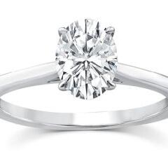 9ct White Gold Oval Lab Diamond Solitaire Ring_0
