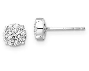 9ct White Gold Lab Grown Diamond Halo Stud Earrings_0