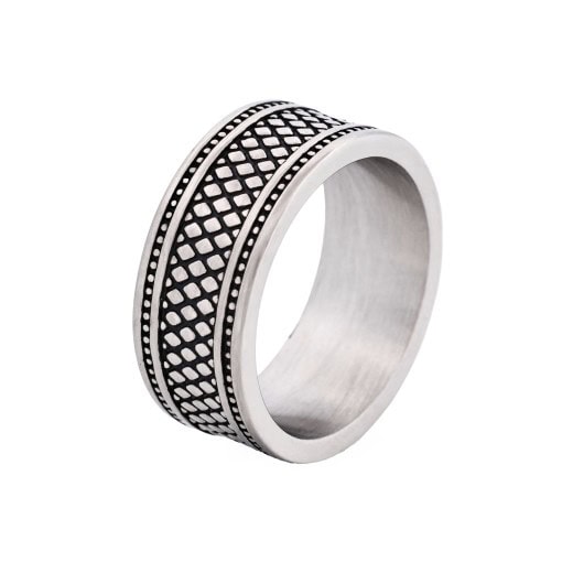 Ion Plated Antique Gunmetal Stainless Steel Ring_0