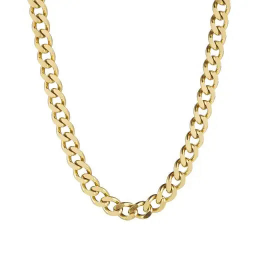 Ion plated 14k Gold Stainless Steel Thick Curb Link Neck Chain 50cm_0