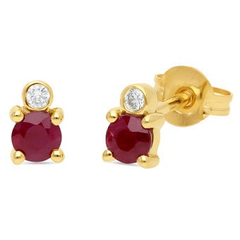 9ct yg ruby and diamond stud earrings_0