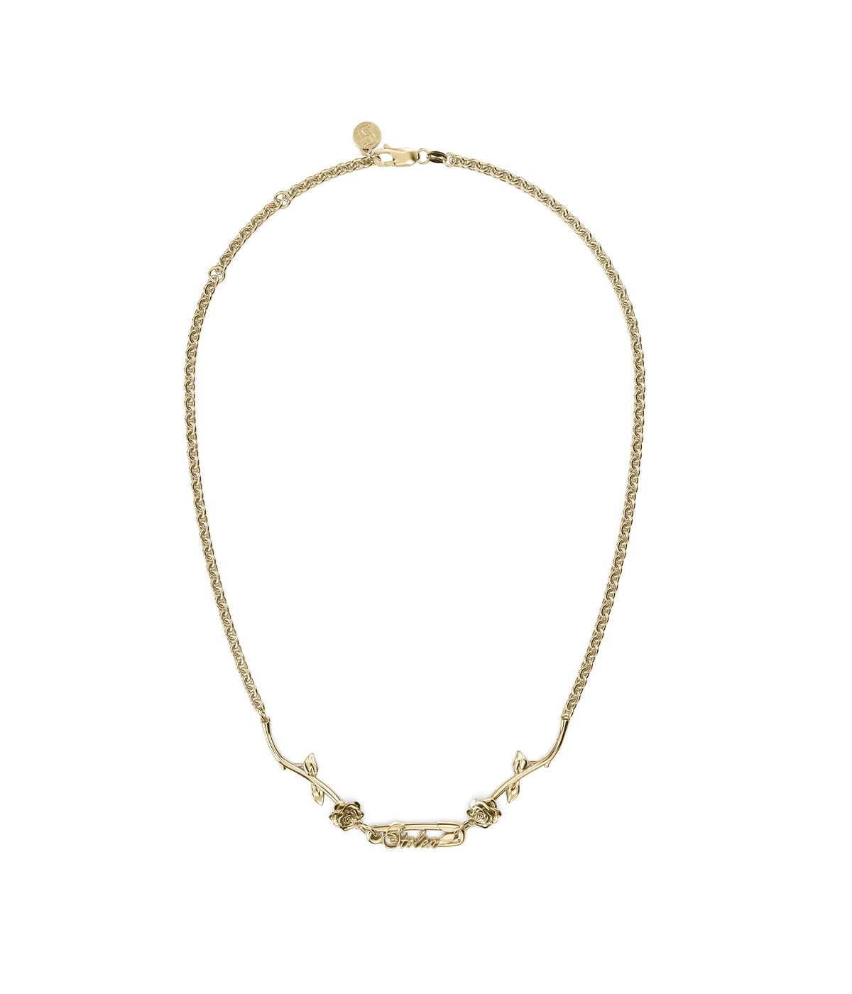 Rose Pin Necklace Gold Plated_0