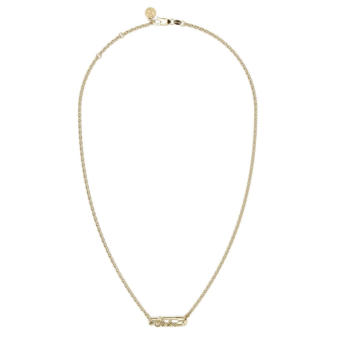 Scripted Pin Necklace Gold Plated_0