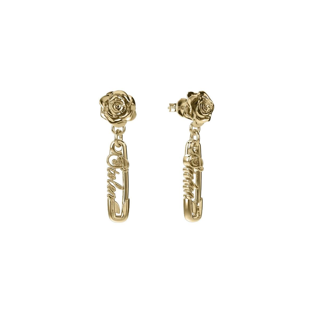 Rose Pin Earrings Gold Plated_0