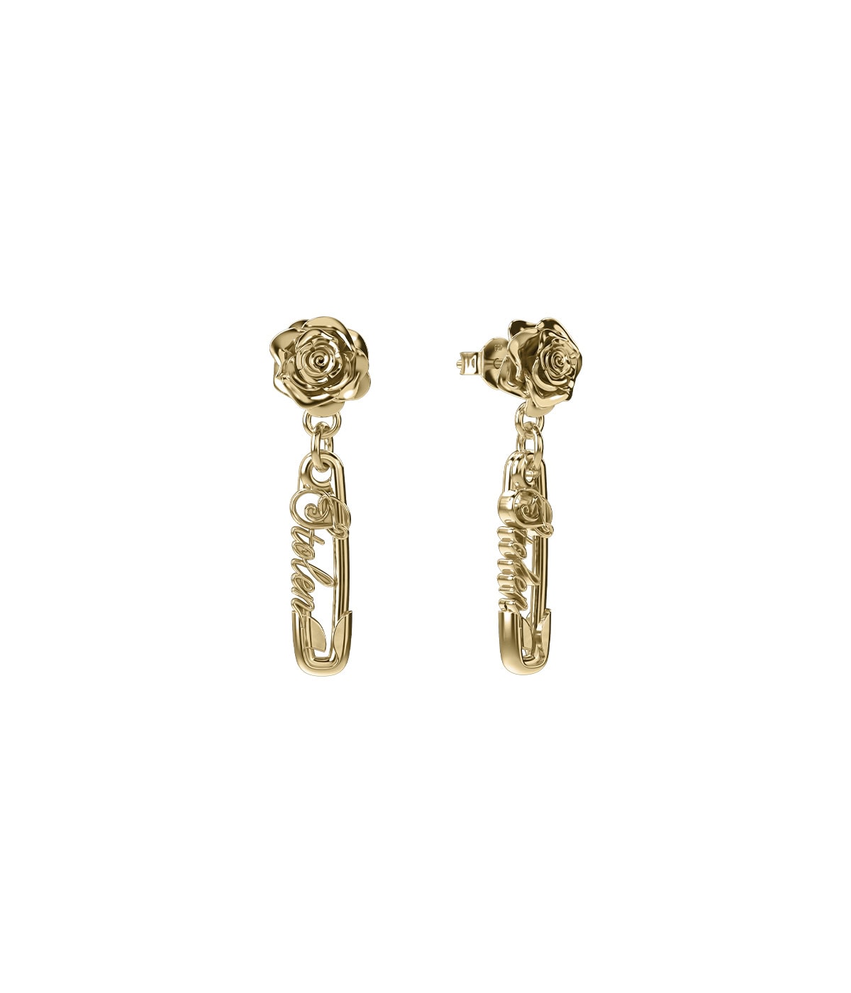 Rose Pin Earrings Gold Plated_0