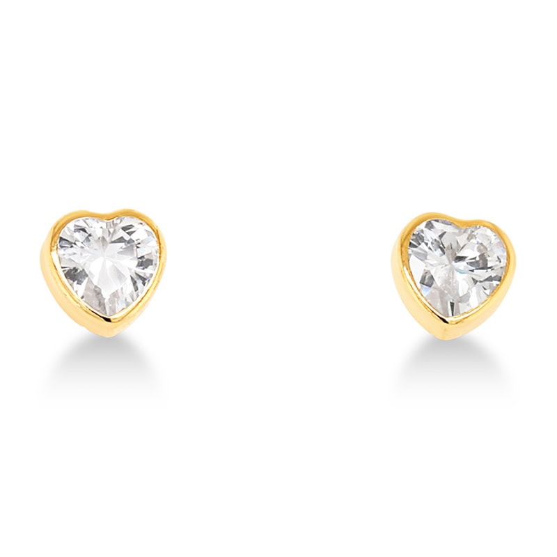 9ct Gold Heart CZ Earrings_0