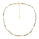 Gold Plated Tree Agate and Fresh Water Pearl Necklace 40cm_0