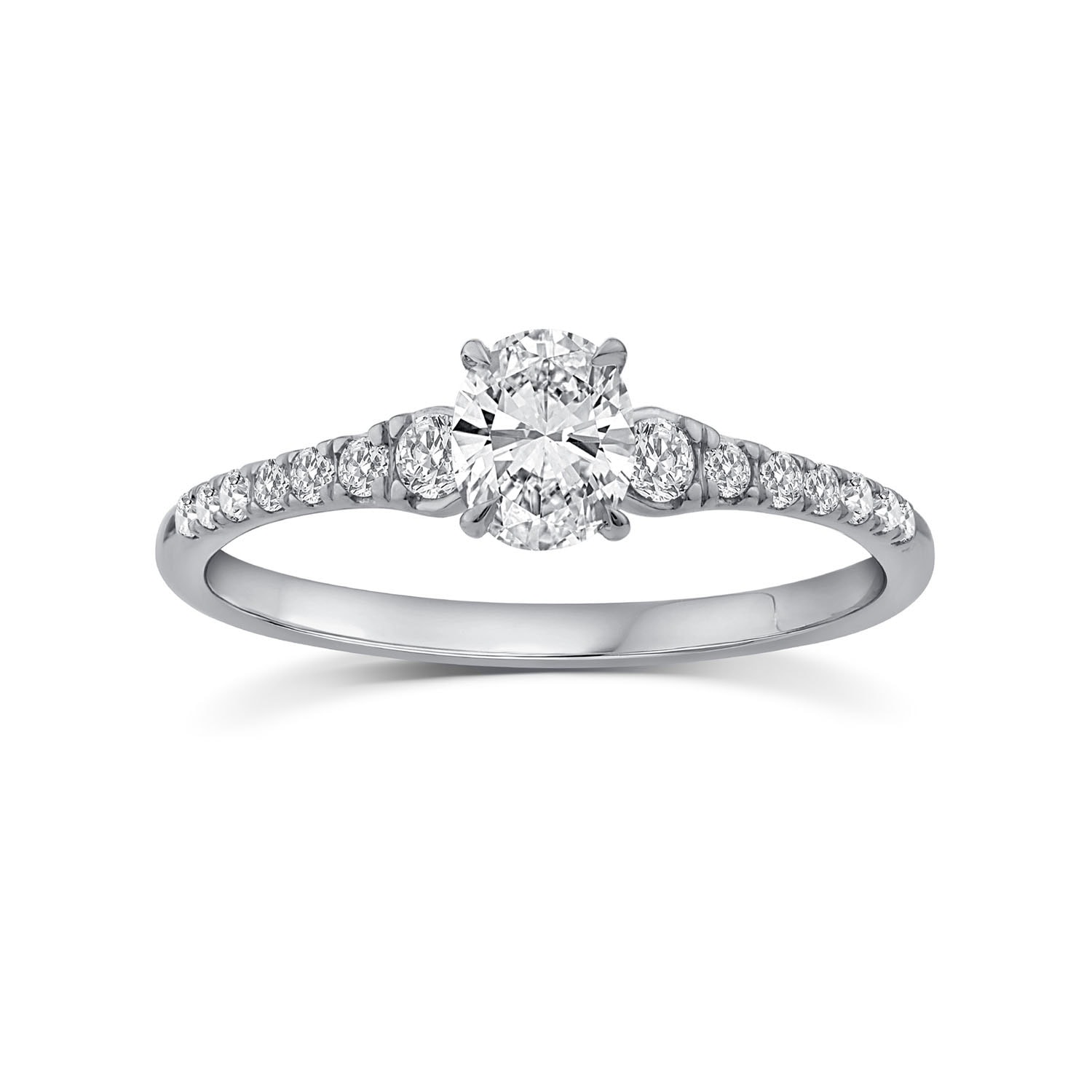 9ct White Gold Lab Grown Diamond Ring Oval Centre Stone_0