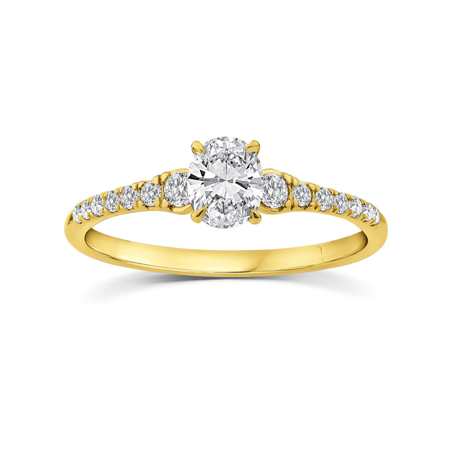9ct Yellow Gold Lab Grown Diamond Ring Oval Centre Stone_0