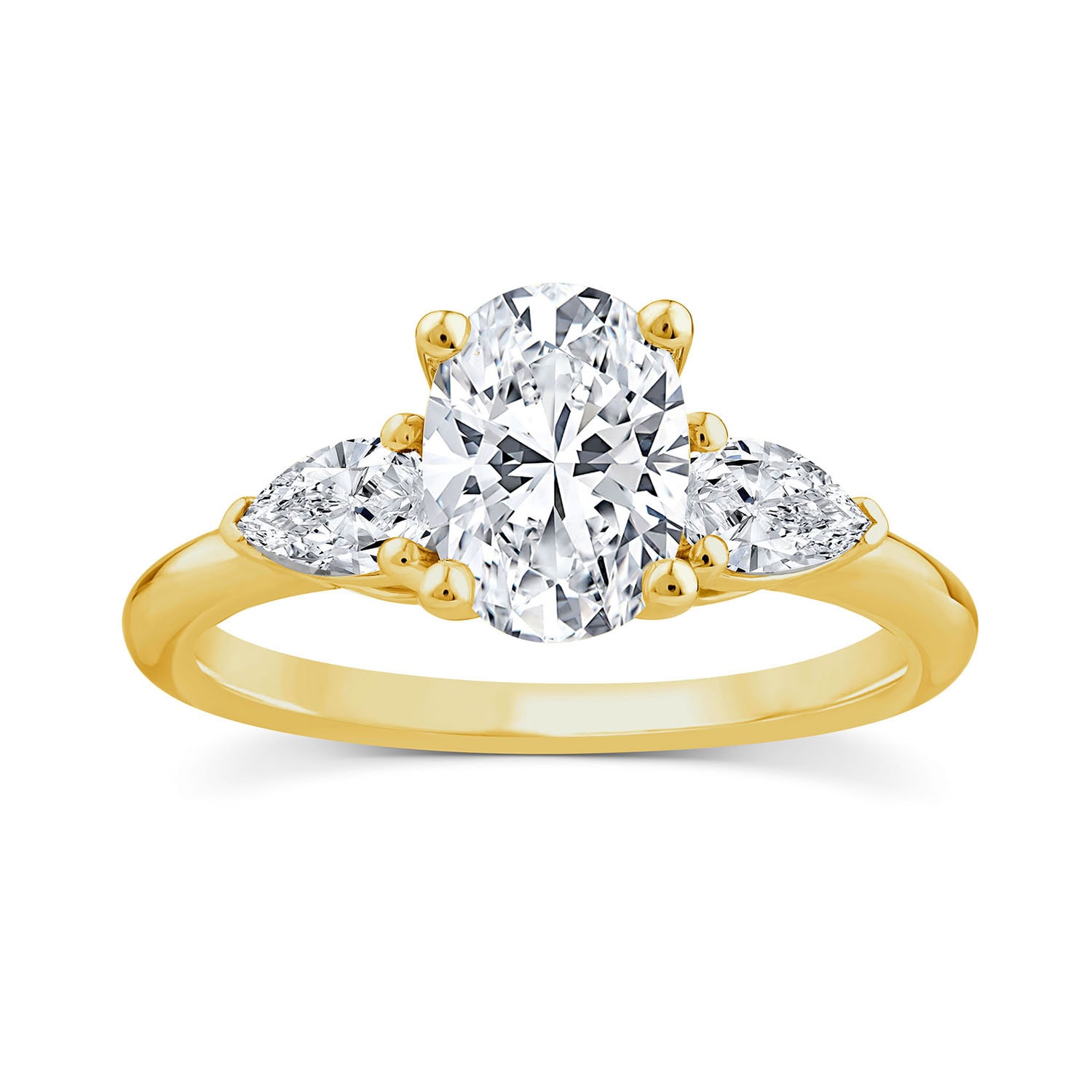 9ct Yellow Gold Oval and Round Lab Grown Diamond Ring_0
