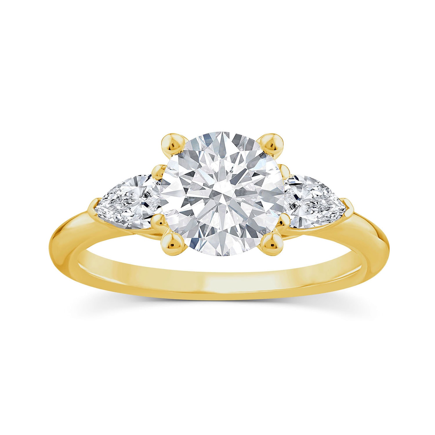 9ct Yellow Gold 3x Round Stone Lab Grown Diamond Ring_0