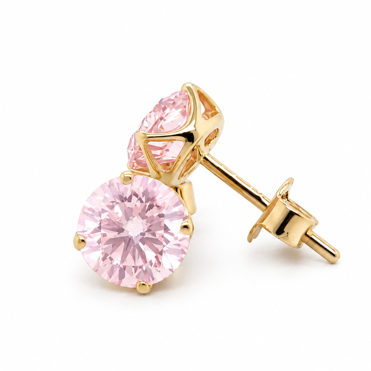 Pink Lab Diamond and 9ct Gold Studs._0