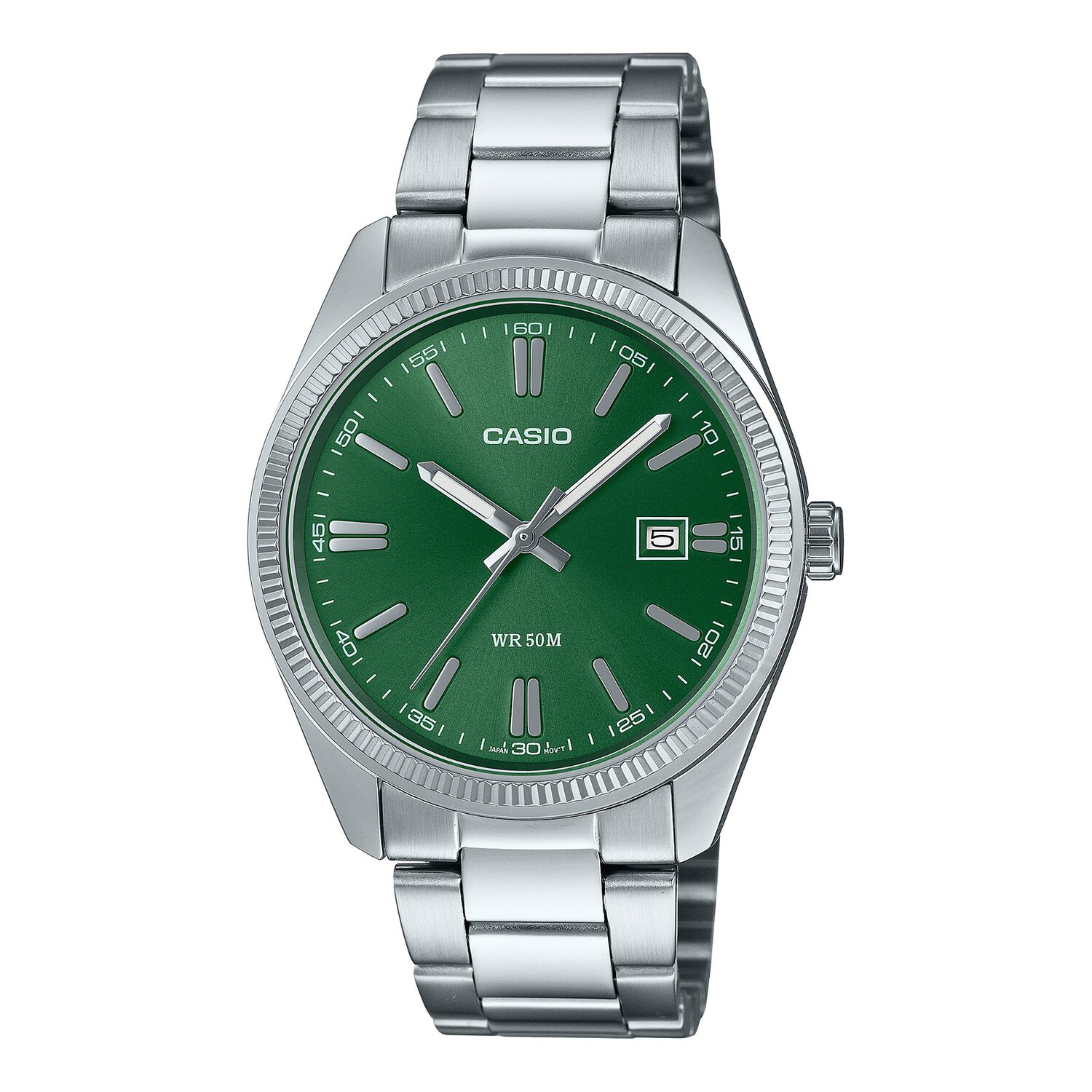 Silver and Green Analogue Watch_0