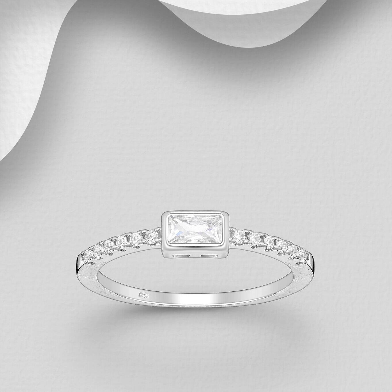 Silver Rectangle CZ Ring_0