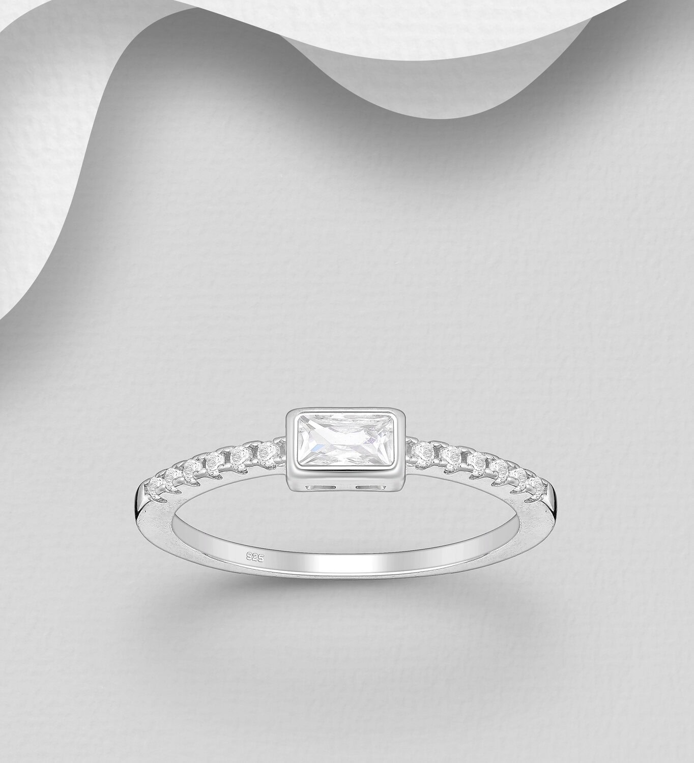 Silver Rectangle CZ Ring_0