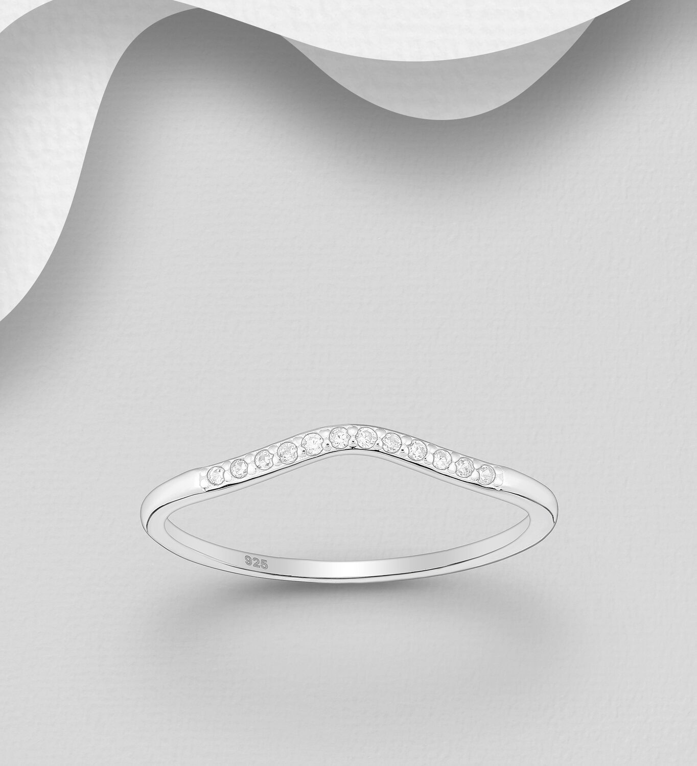 Silver CZ V Ring_0