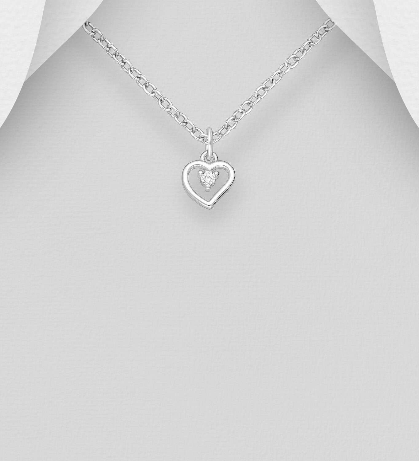 Silver Hear Pendant with CZ_0
