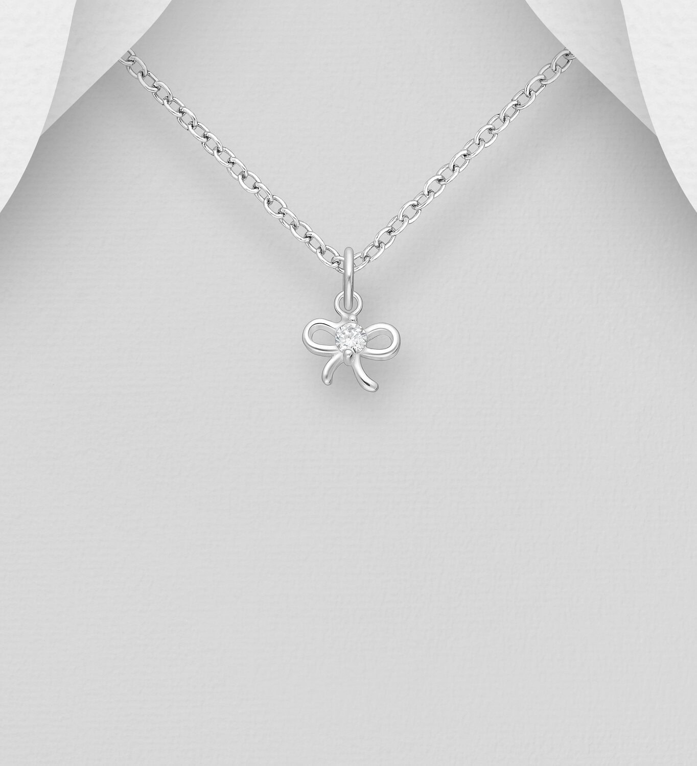 Silver Bow Pedant with CZ_0