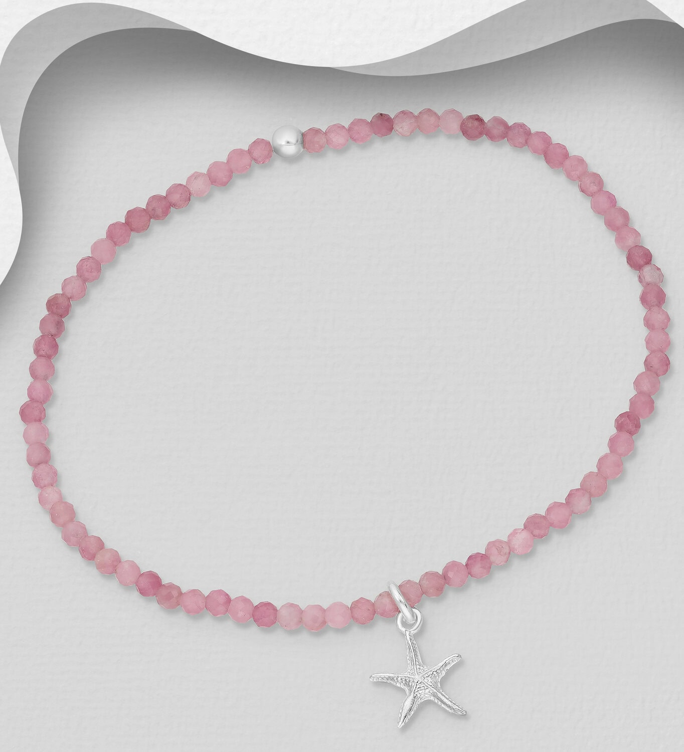 Pink Tourmaline Bracelet with Starfish Charm_0
